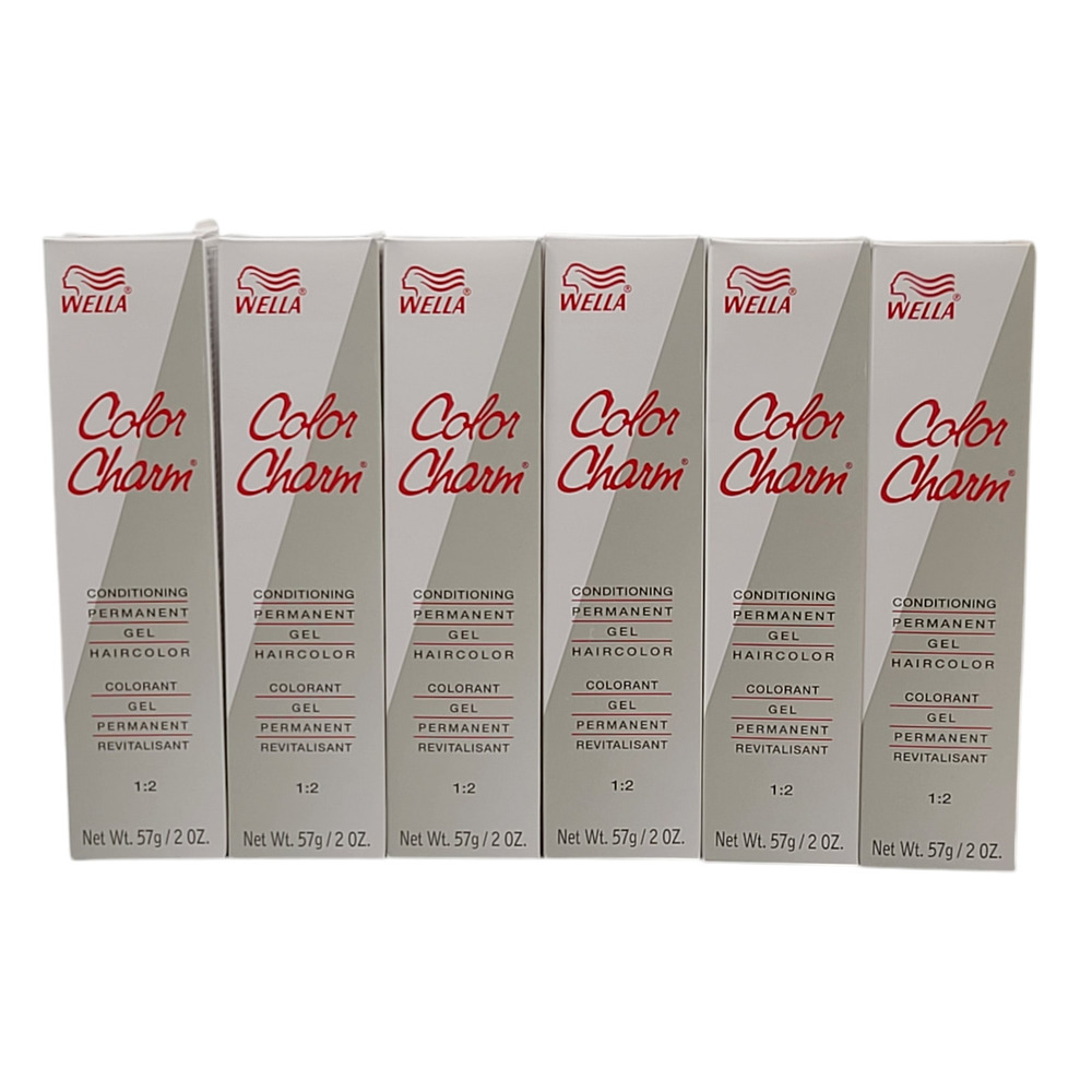 6 Pack Wella Color Charm Permanent Gel Hair Color 7W Caramel - 2 oz